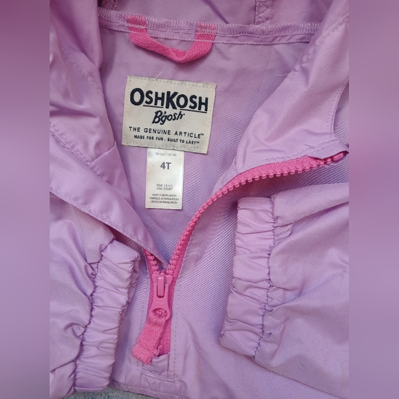 OshKosh Lightweight Packable Hooded Rain Jacket Windbreaker Purple Blue Size 4T - Picture 3 of 8